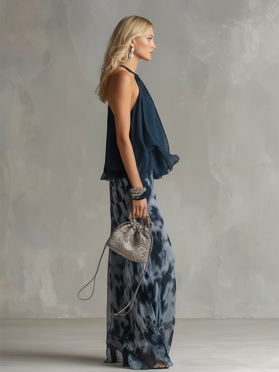 Elisa |Conjunto elegante y ligero con top fluido y pantalones de pierna ancha.