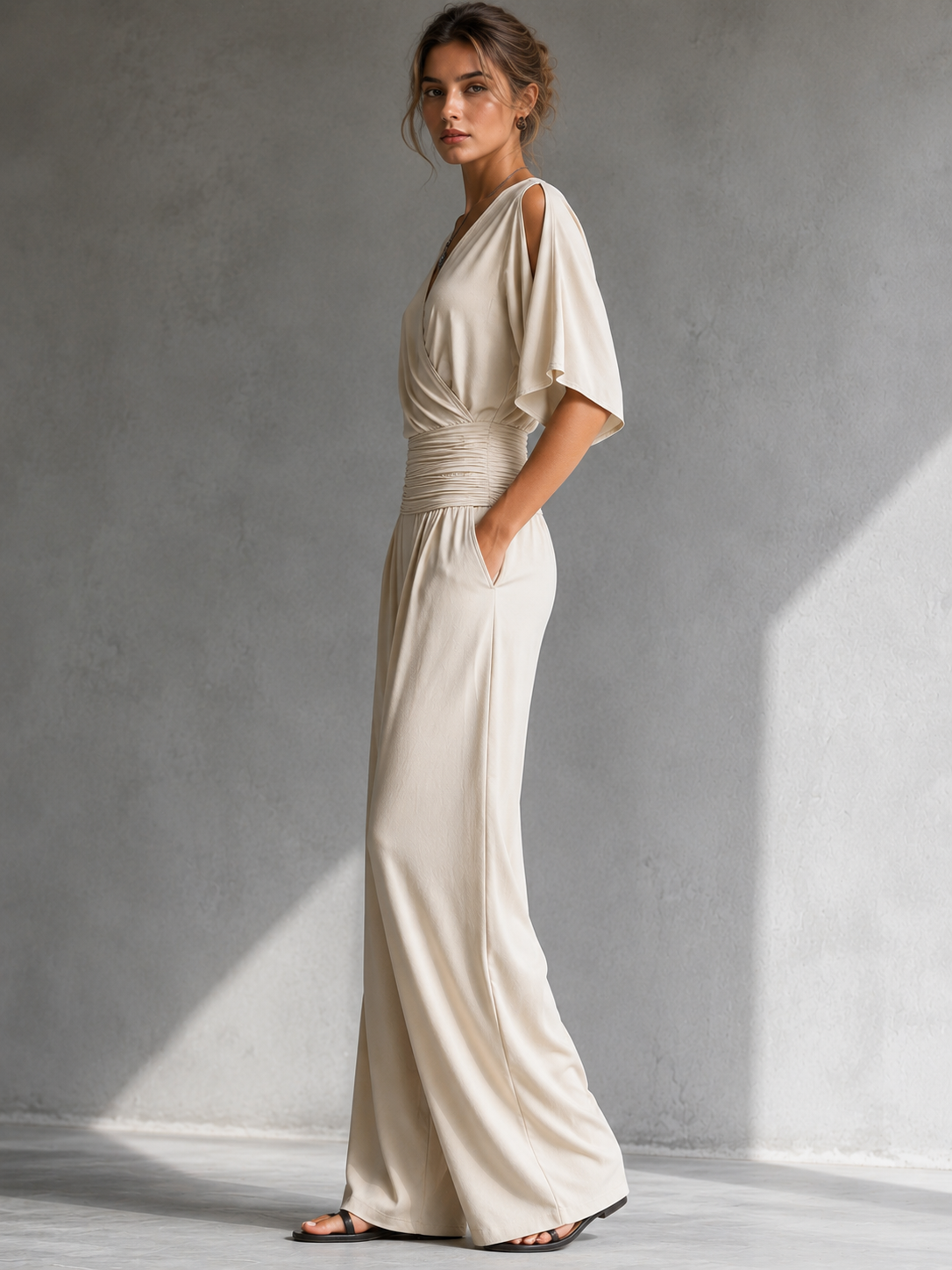 Alsia | Elegante conjunto con efecto cartera y patas anchas.