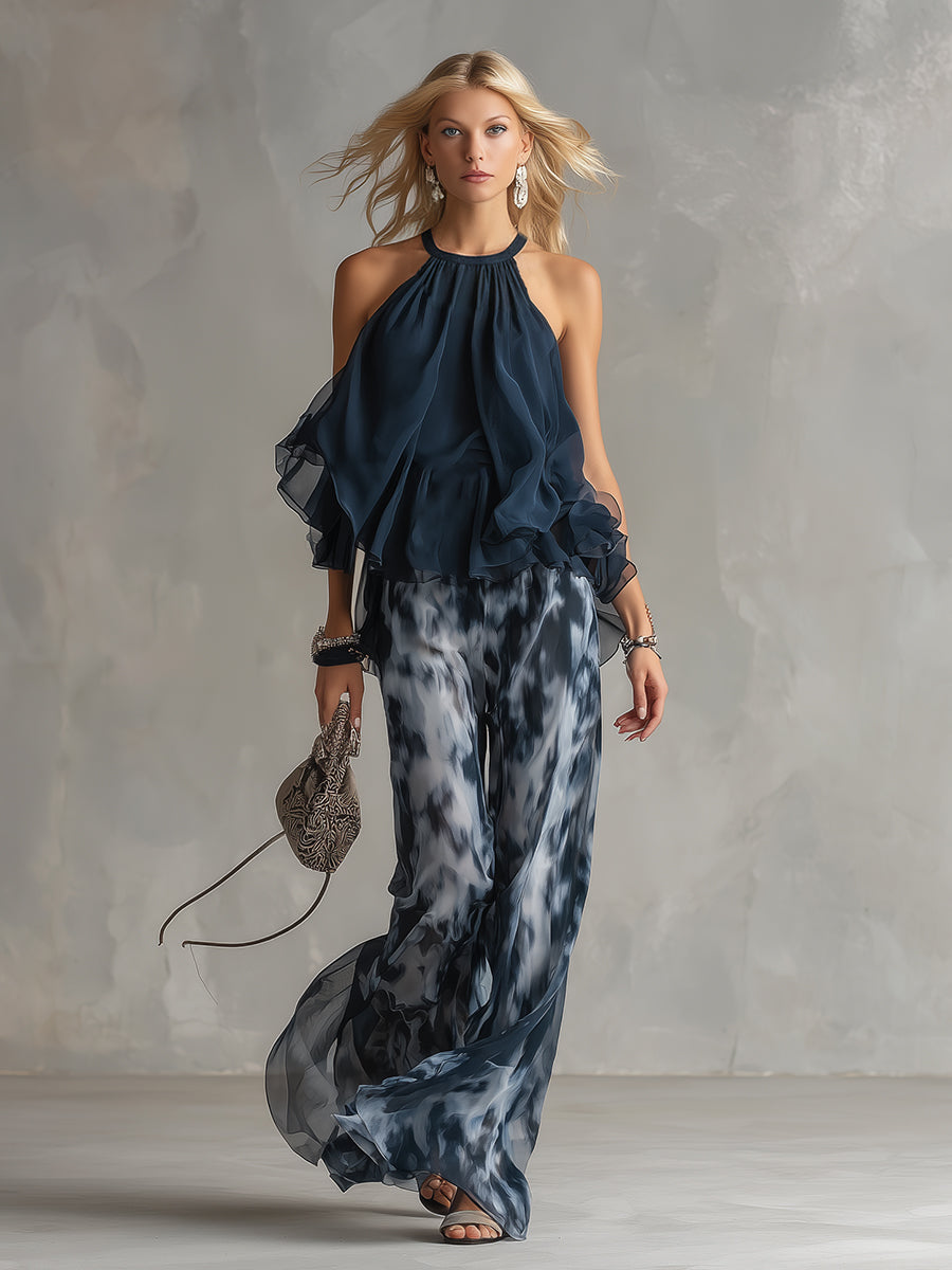 Elisa |Conjunto elegante y ligero con top fluido y pantalones de pierna ancha.