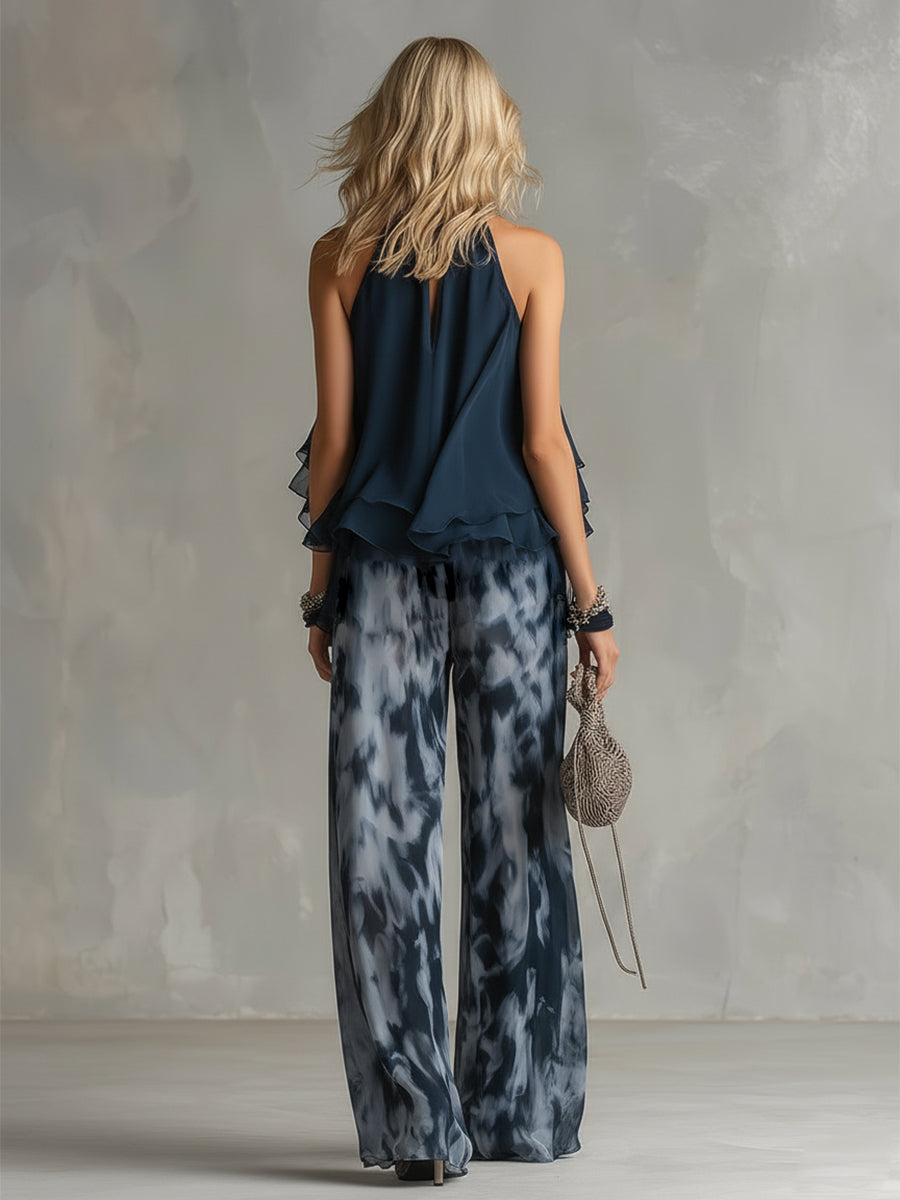 Elisa |Conjunto elegante y ligero con top fluido y pantalones de pierna ancha.
